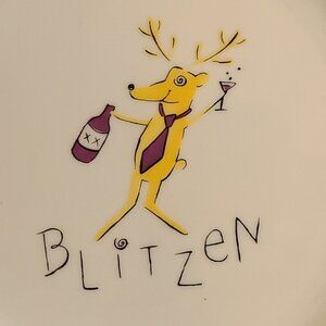 Pottery Barn Reindeer 11" Dinner Plates - Comet, Donner, Blitzen